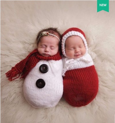 Cartoon Snowman Baby Bathrobe – Knitted Wool Photography Sleeping Bag Outfit for Newborns