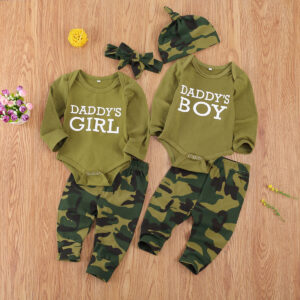 Baby Camouflage Outfit Set – Letter Print Casual Clothes for Boys & Girls