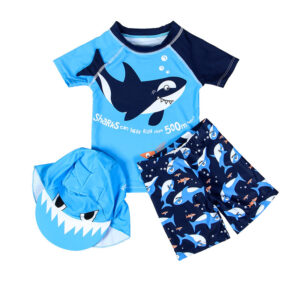 Shark Print Boys Swimsuit – Quick-Dry Sun Protection Swimwear for Kids
