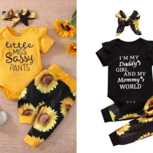 Baby Headband Outfit Set – Cute Romper Jumpsuit with Matching Headband for Girls