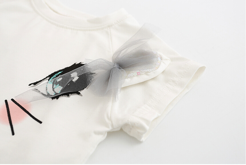Girls Cat T-Shirt & Puffy Skirt Set – Cute Butterfly Outfit for Kids - Image 2