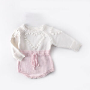 Handmade Love Baby Sweater Bodysuit – Knitted Wool Long Sleeve Romper for Newborns