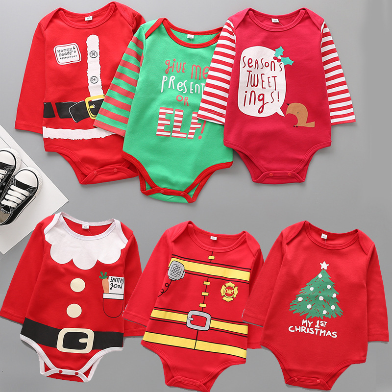 Baby Christmas Long Sleeve Jumpsuit – Festive Winter Romper for Boys & Girls