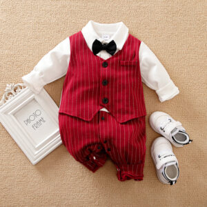 Baby Gentleman Jumpsuit – Stylish Autumn Romper for Newborn Boys